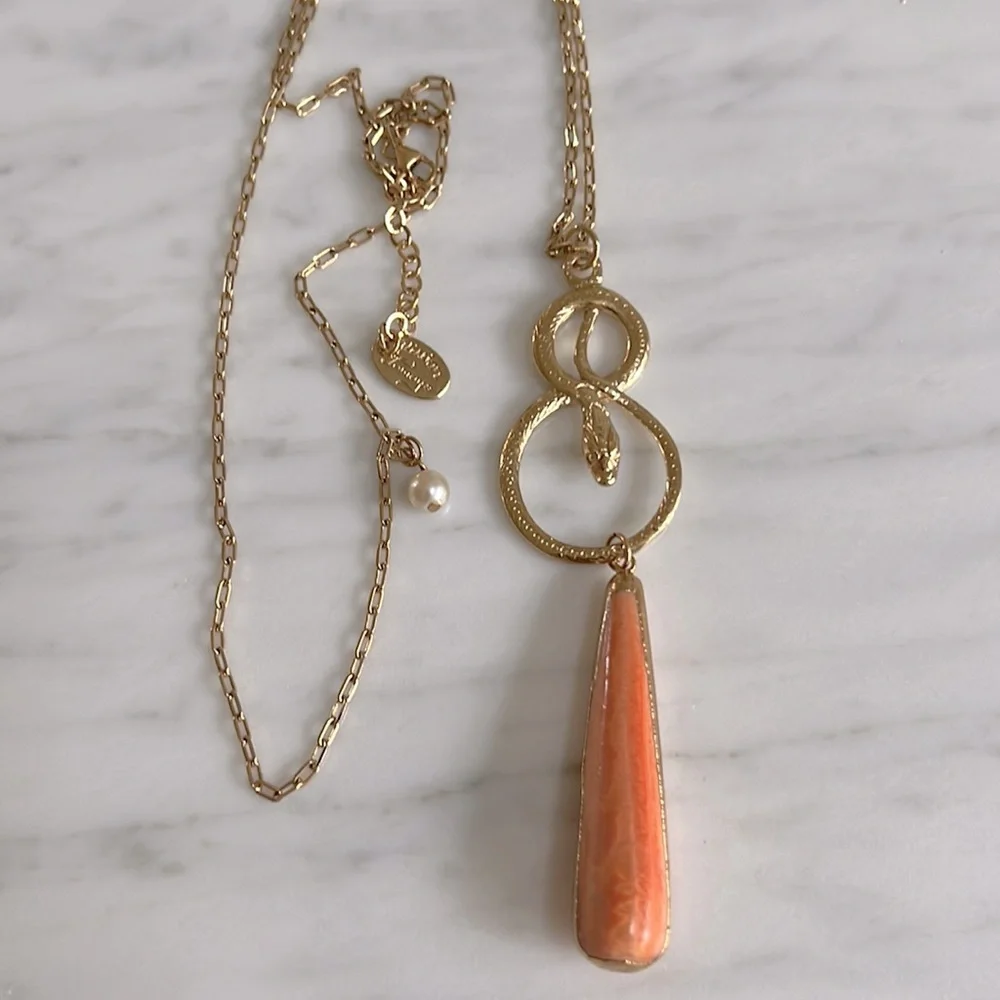 Vivian Tamayo Coral Drop Snake Necklace - Picture 1 of 3